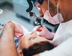 A dentist performing a root canal